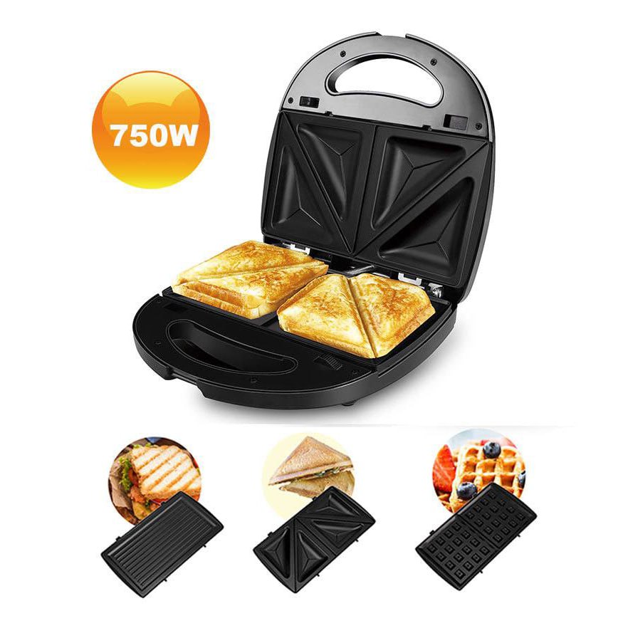 Máy kẹp nướng bánh mì 3 in 1 SOKANY chống dính cao cấp dễ dàng tháo lắp khay - SK302 - HÀNG CHÍNH HÃNG - DELIYA