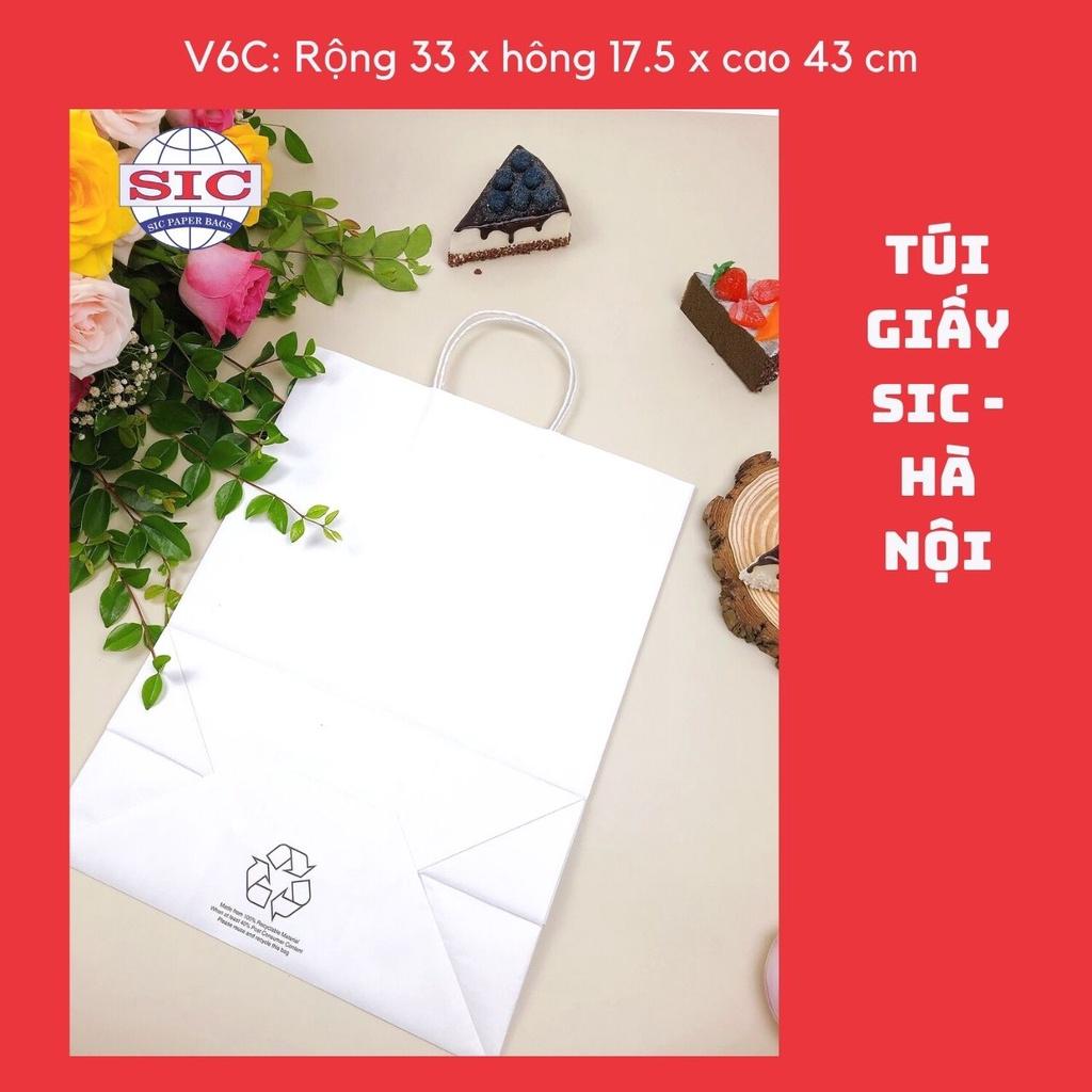 100 CHIẾC TÚI GIẤY KRAFT V6C: 33x17.5x43 cm CÓ QUAI ( ẢNH THẬT)