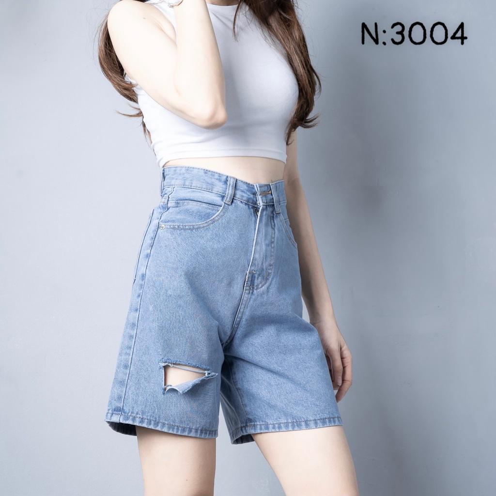 Quần Short Jean Ống Rộng Ngố Bò Nữ Lửng Rách Nhẹ CÓ BIG SIZE (40- 75KG )