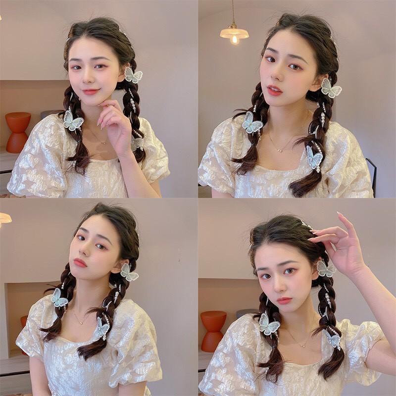Dây bện cài tóc ngọc trai giả phối bướm ngọt ngào Tatitava