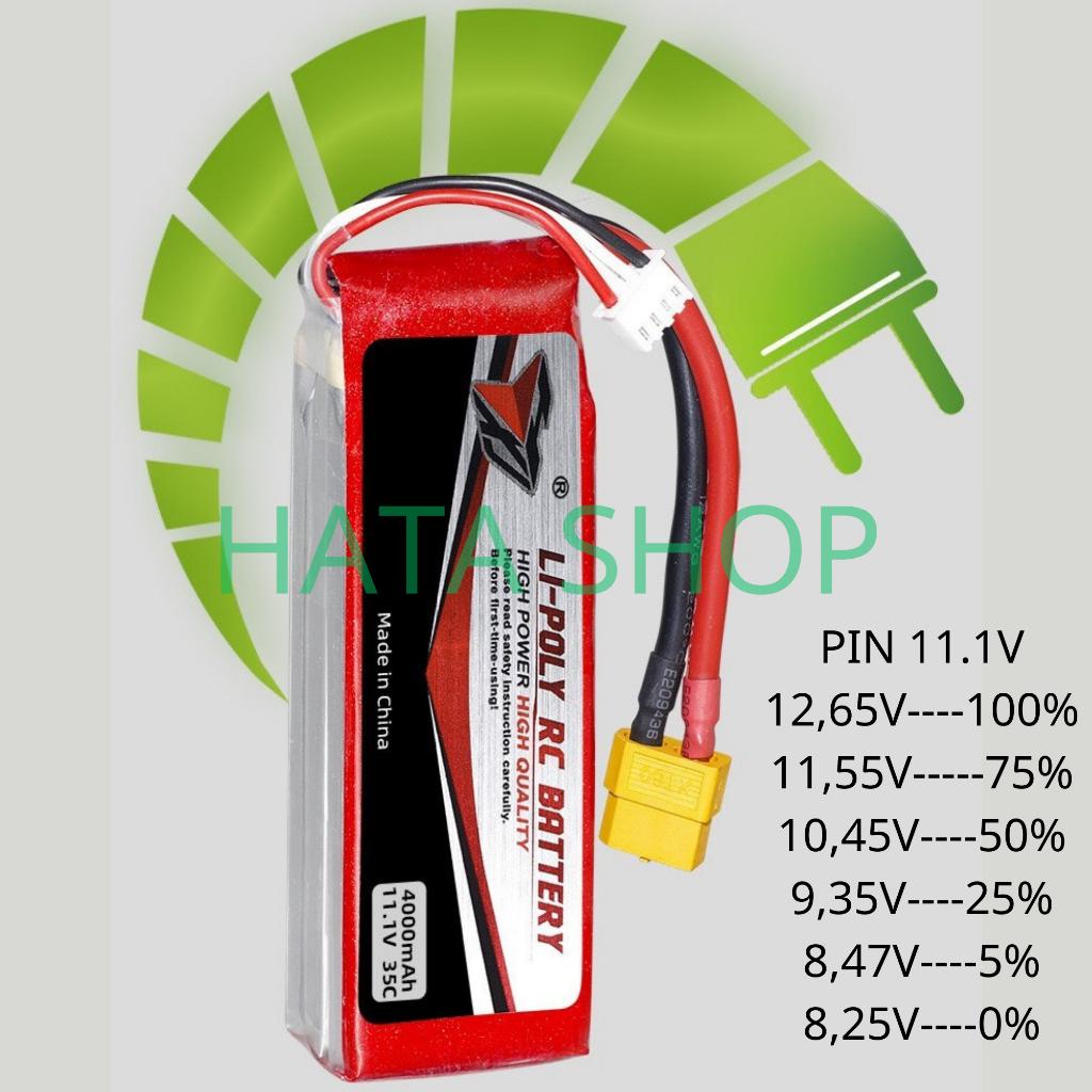 Pin Li-po 3S 11.1 V 4000mAh Jack XT60 35C dùng cho cano UDI005/UDI018/Xe Địa Hình Điều Khiển Từ Xa