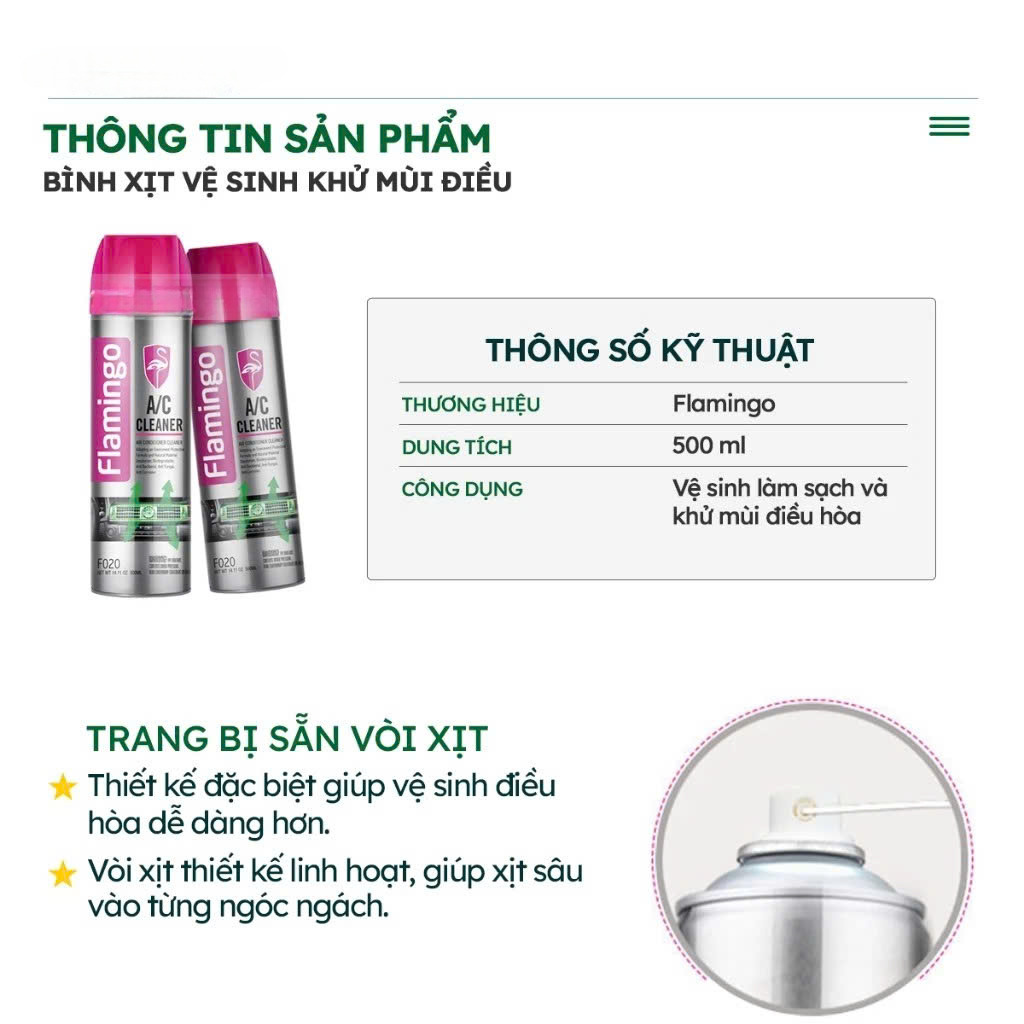 Bình Xịt Vệ Sinh Điều Hòa Ô Tô - 500ml XỊT VỆ SINH KHỬ MÙI NỘI THẤT KHÁC
