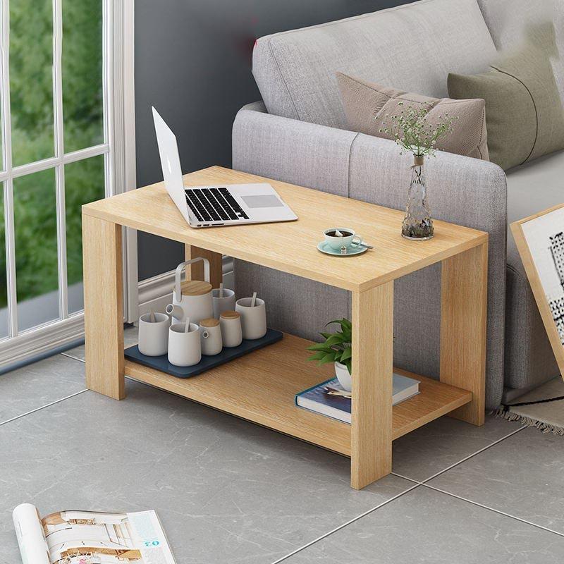 Bàn trà gỗ hai tầng tiết kiệm không gian, bàn gỗ mini phong cách vintage 60*40*40cm MoZi - TB008