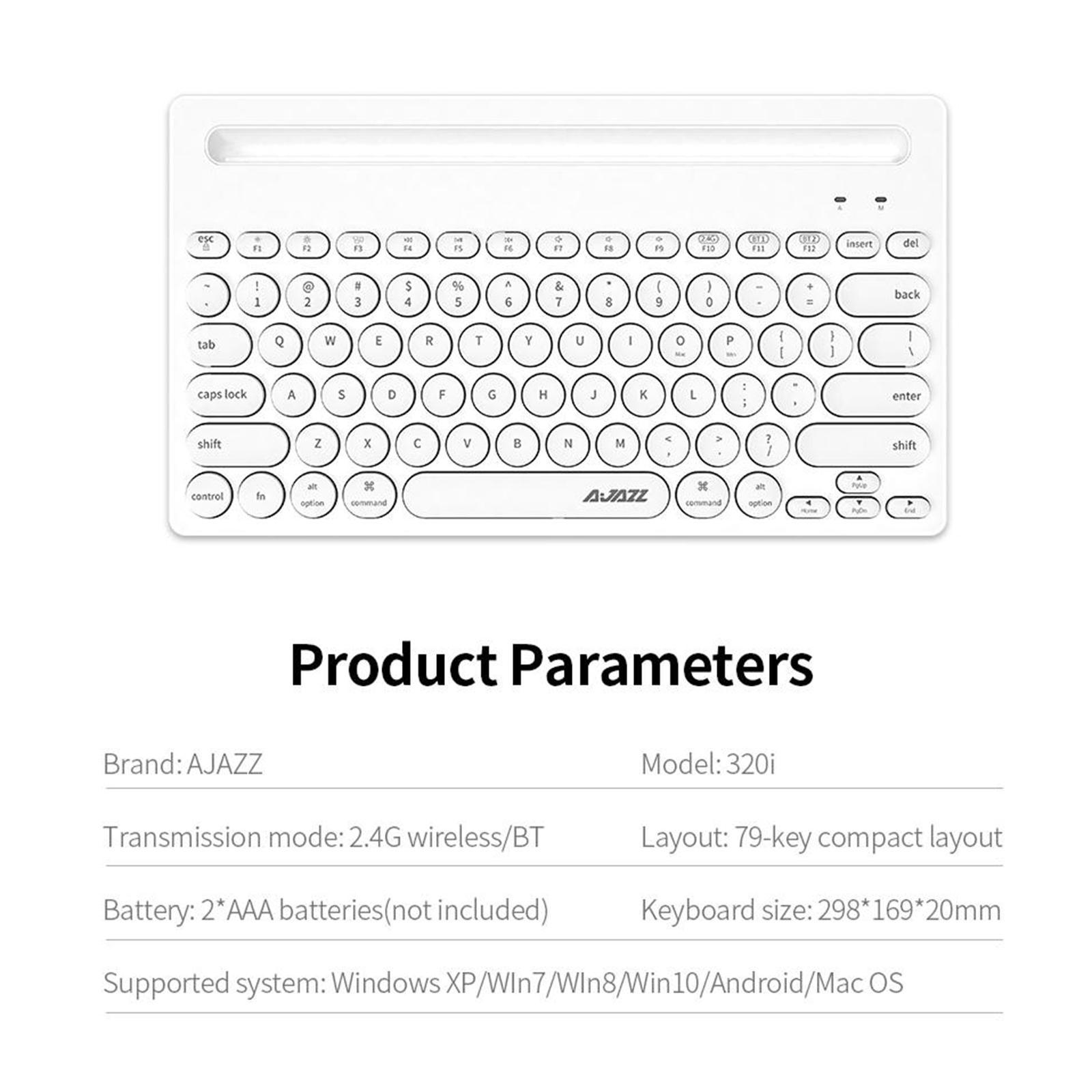 Gaming 2.4G Wireless BT Dual-mode Keyboard 79 Keys Retro Round Key Plug&play