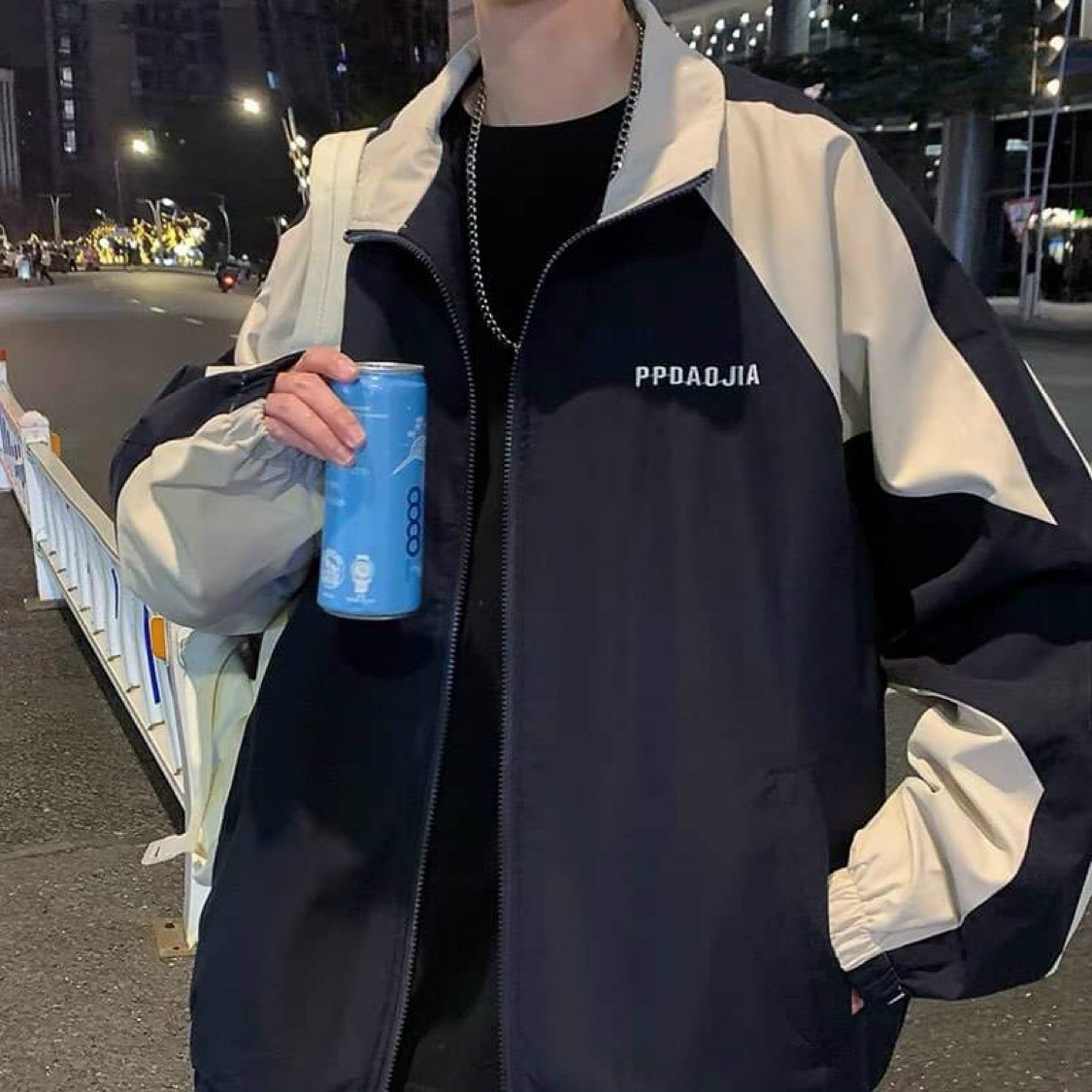 Áo Khoác Dù PPDAOJIA LOGO THÊU Nam Nữ Ulzzang Unisex Form Rộng Bomber TRƠN Jacket 2 lớp dày dặn