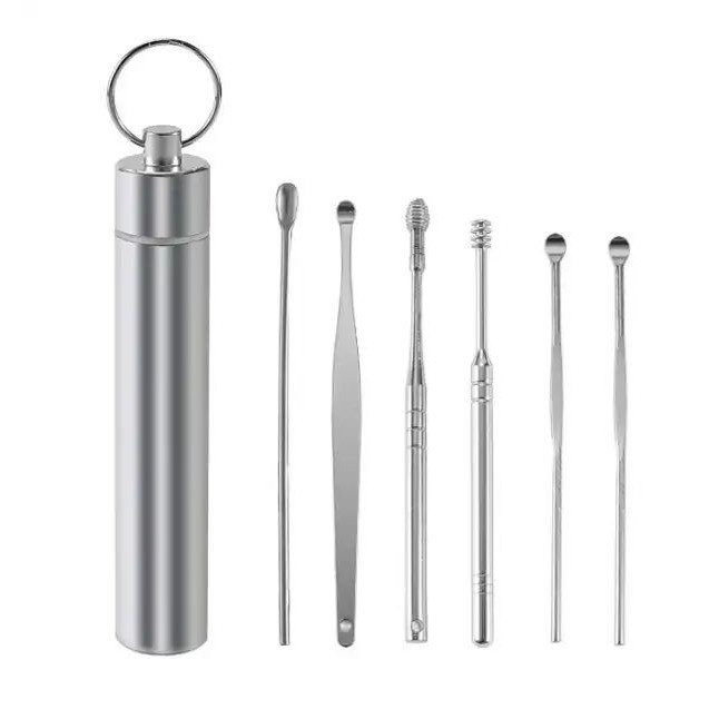 Bộ dụng cụ ngoáy tai inox 6 món tiện lợi