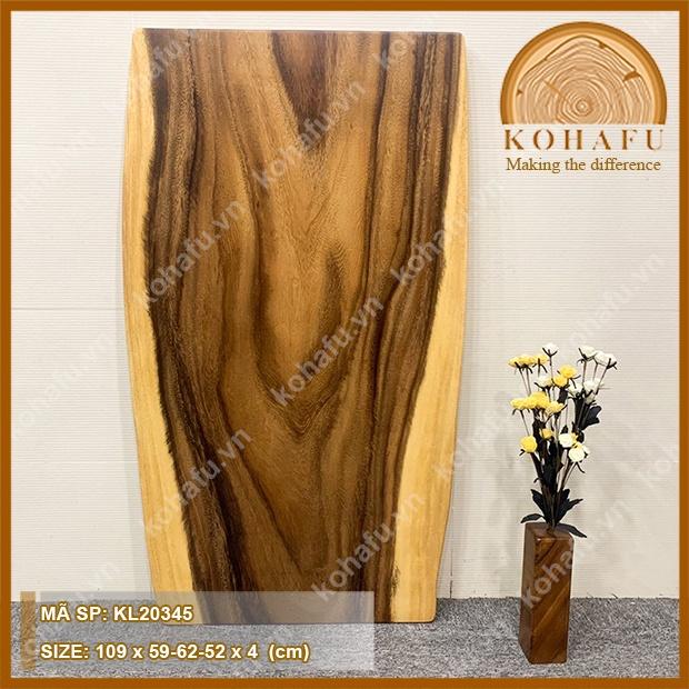 Mặt bàn gỗ me tây nguyên tấm, dài 109 x rộng x dày 4 - KL20345