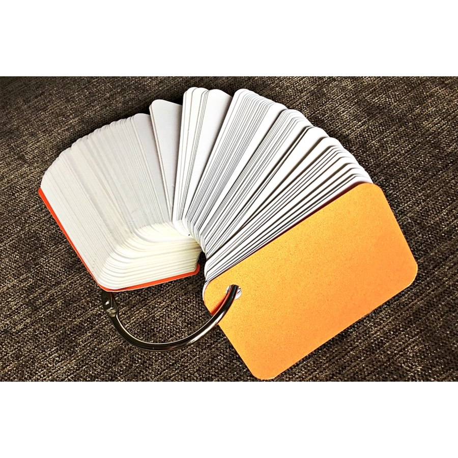 1000 thẻ flashcard trắng siêu dày bo góc 5x8 kèm khoen +bìa cứng 3D học ngoại ngữ