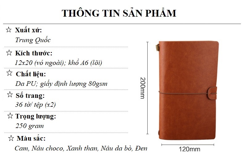 Sổ Tay Ghi Chép Da Trơn Mềm Dây Buộc Phong Cách Vintage Khổ Giấy A6