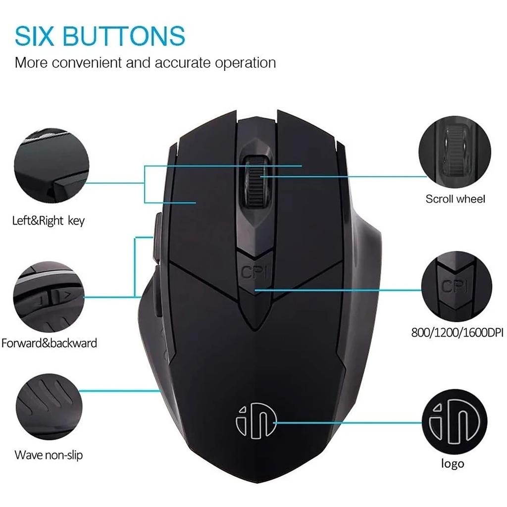 Chuột Không Dây Bluetooth, Wireless 2.4G PM6 Có Pin Sạc–Chuột Chống Ồn Bấm Siêu Êm Không Cần Thay Pin - Hàng chính hãng