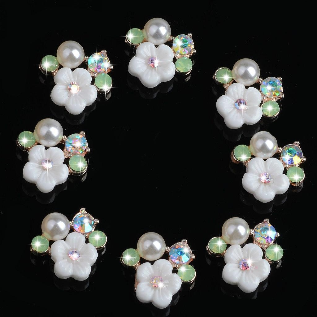 20Pieces Rhinestone Crystal Pearl Embellishment Button Flatback For Wedding