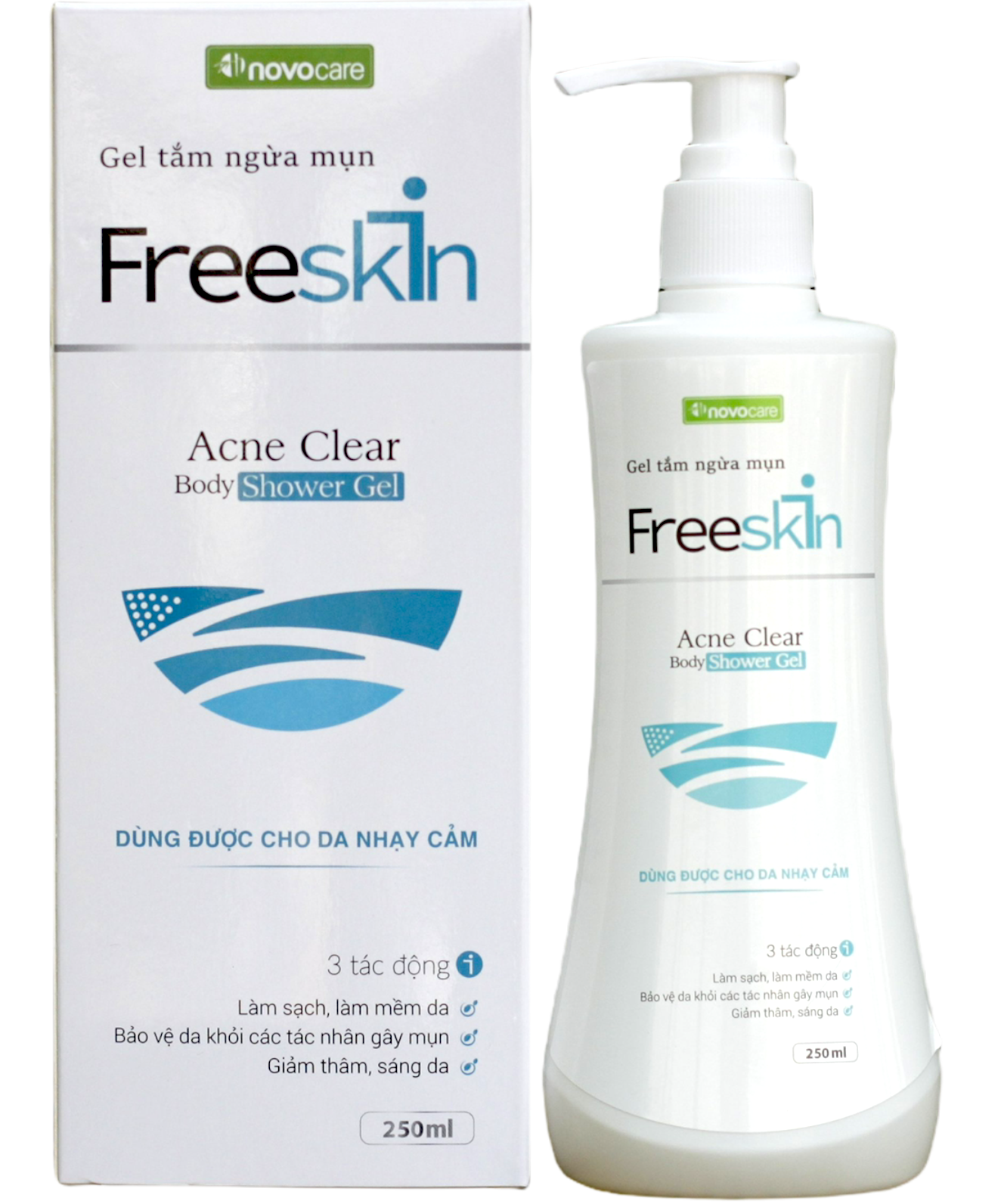 Gel Tắm Ngừa Mụn - FreeSkin 250ML - Thổi Bay Mụn, Dưỡng Sáng Da