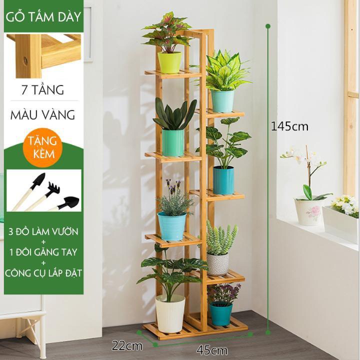 Kệ hoa gỗ trồng hoa cây cảnh 5 tầng,6 tầng, 7 tầng Flo-Shelf trang trí trong nhà, ngoài trời phong cách Hàn Quốc