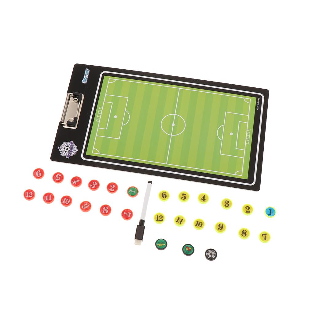 Double Sided Coaching Board Portable Althetic Game Training Strategy Clip Boards Include Marker Pen & Chess