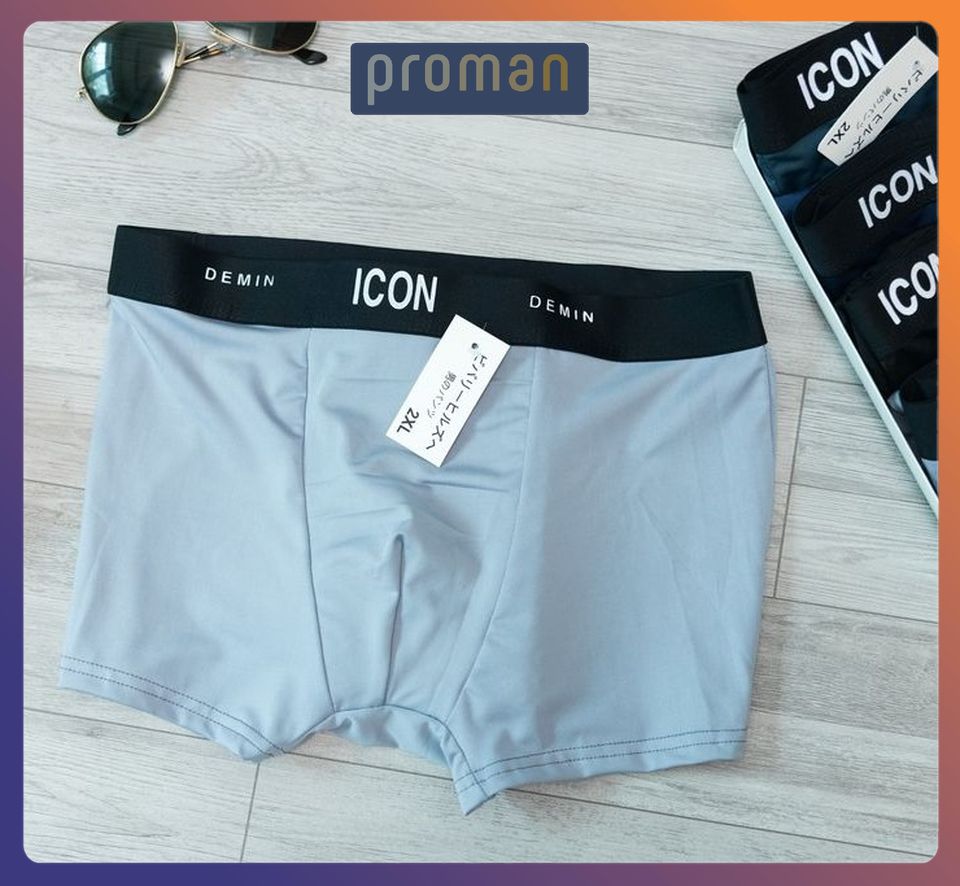 Quần lót nam thun lạnh Boxer ICON Denim, Quần sịp nam thun lạnh cạp to siêu cấp SI01 (che tên) - PROMAN