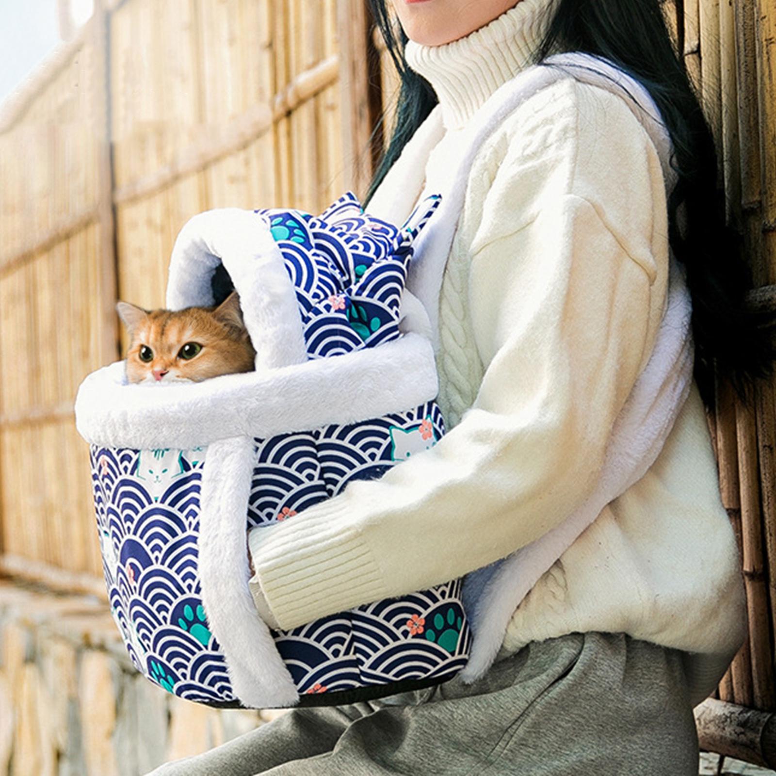 Pet Cat Carrier Bag Backpack Warm Breathable Chest Bag for Puppy Kitten Walking Camping