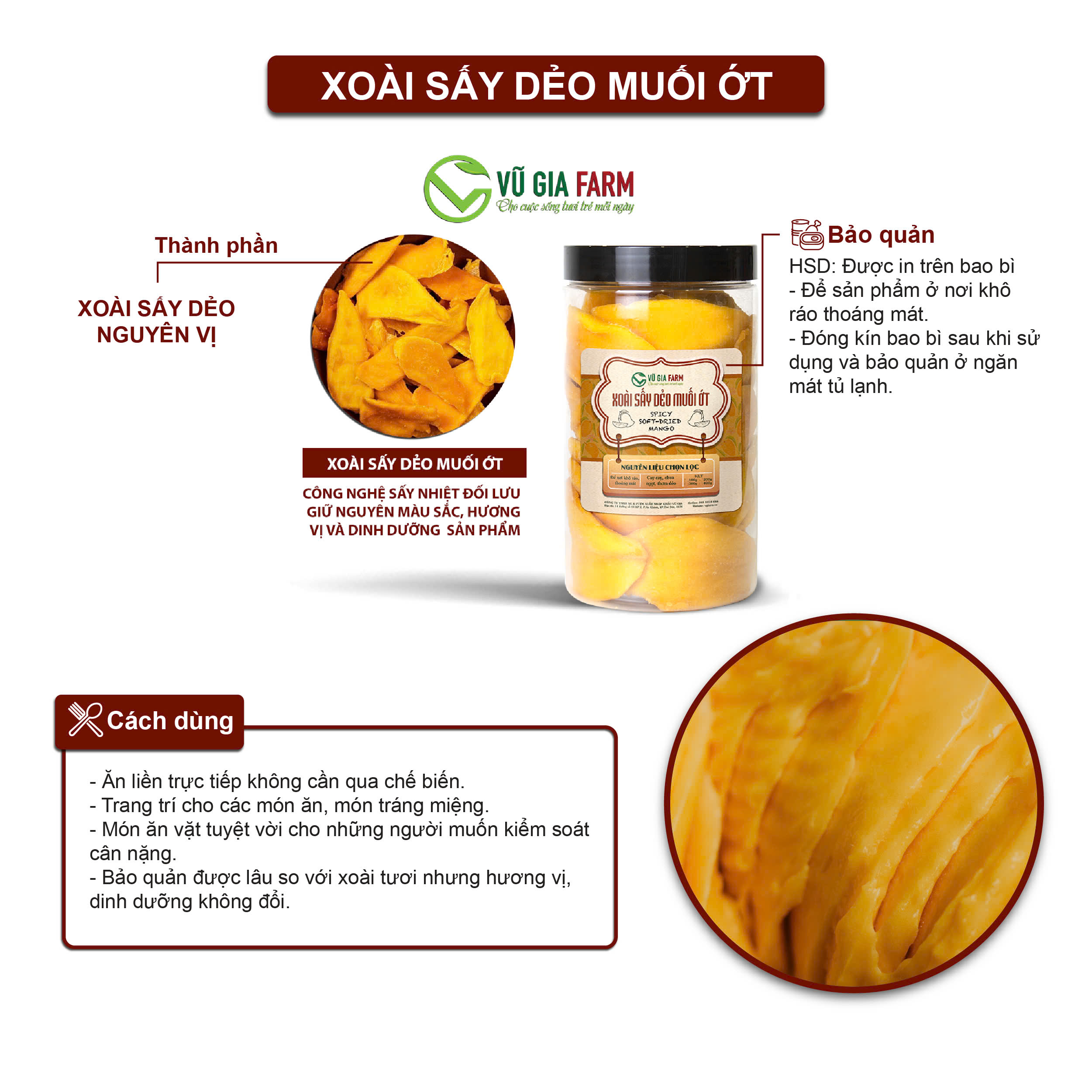 Xoài Sấy Dẻo Muối Ớt (200g/hũ) - chua ngọt thanh, cay mặn nhẹ, thơm đặc trưng