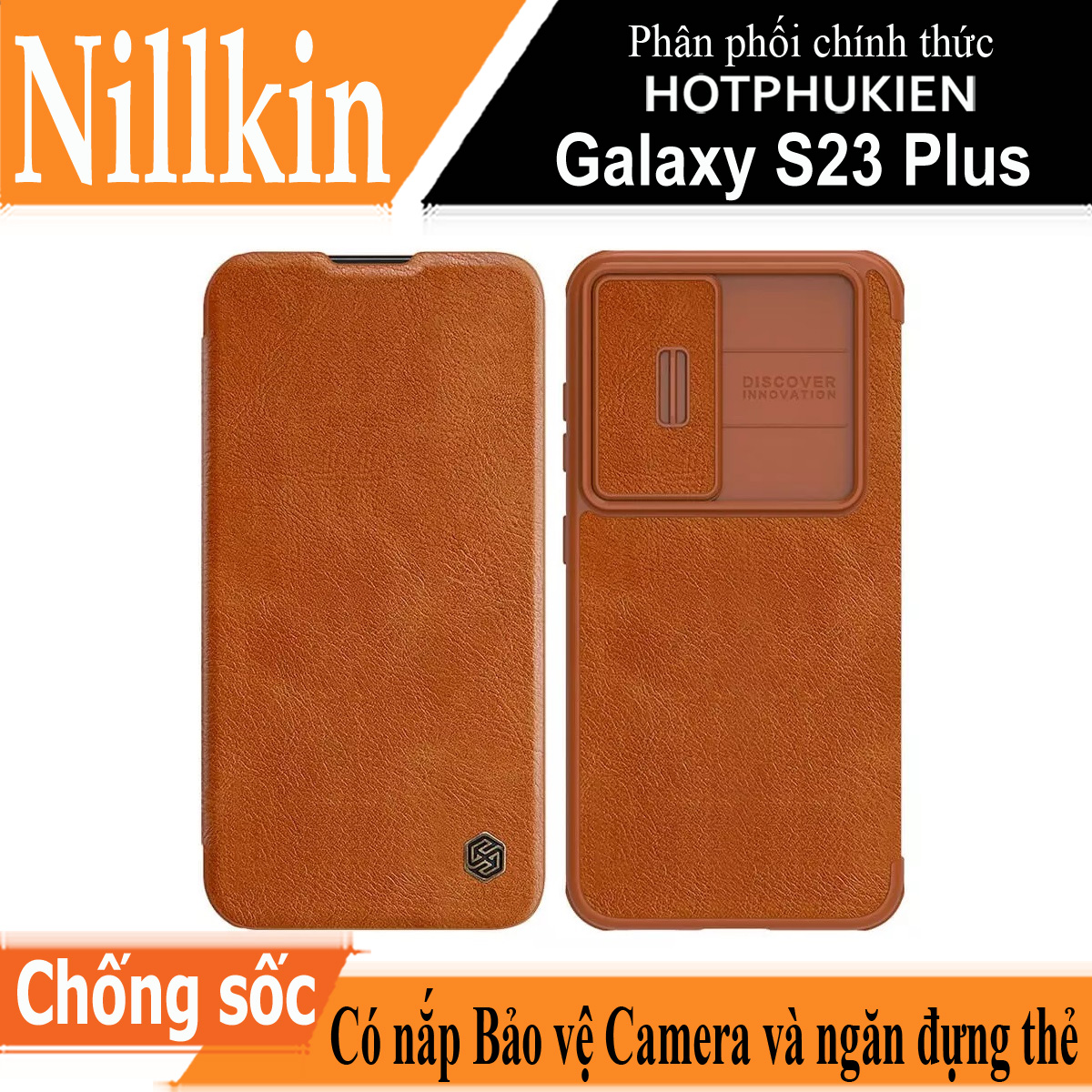 Case bao da chống sốc cho Samsung Galaxy S23 Plus / Galaxy S23+ trang bị nắp bảo vệ Camera hiệu Nillkin Qin Pro trang bị 2 ngăn đựng thẻ ATM Name Card, chất liệu da cao cấp, thiết kế thời trang cá tính - Hàng nhập khẩu