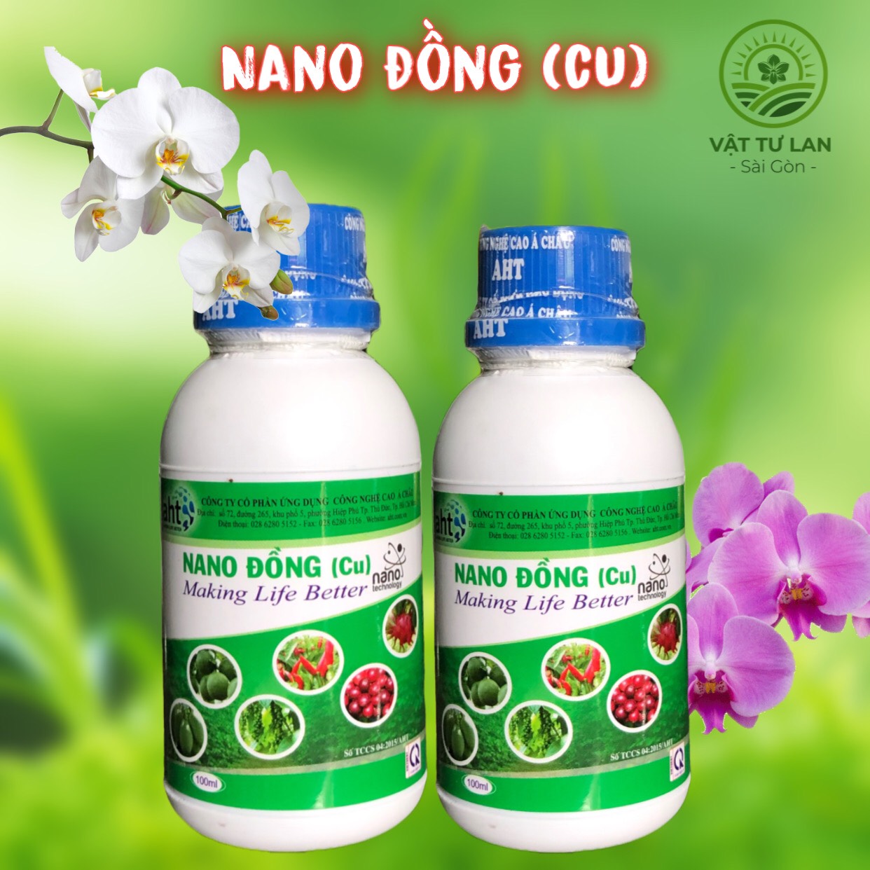 PHÂN BÓN VI LƯỢNG NANO ĐỒNG (Cu) AHT Chai 100ml CÔNG NGHỆ NANO HIỆN ĐẠI