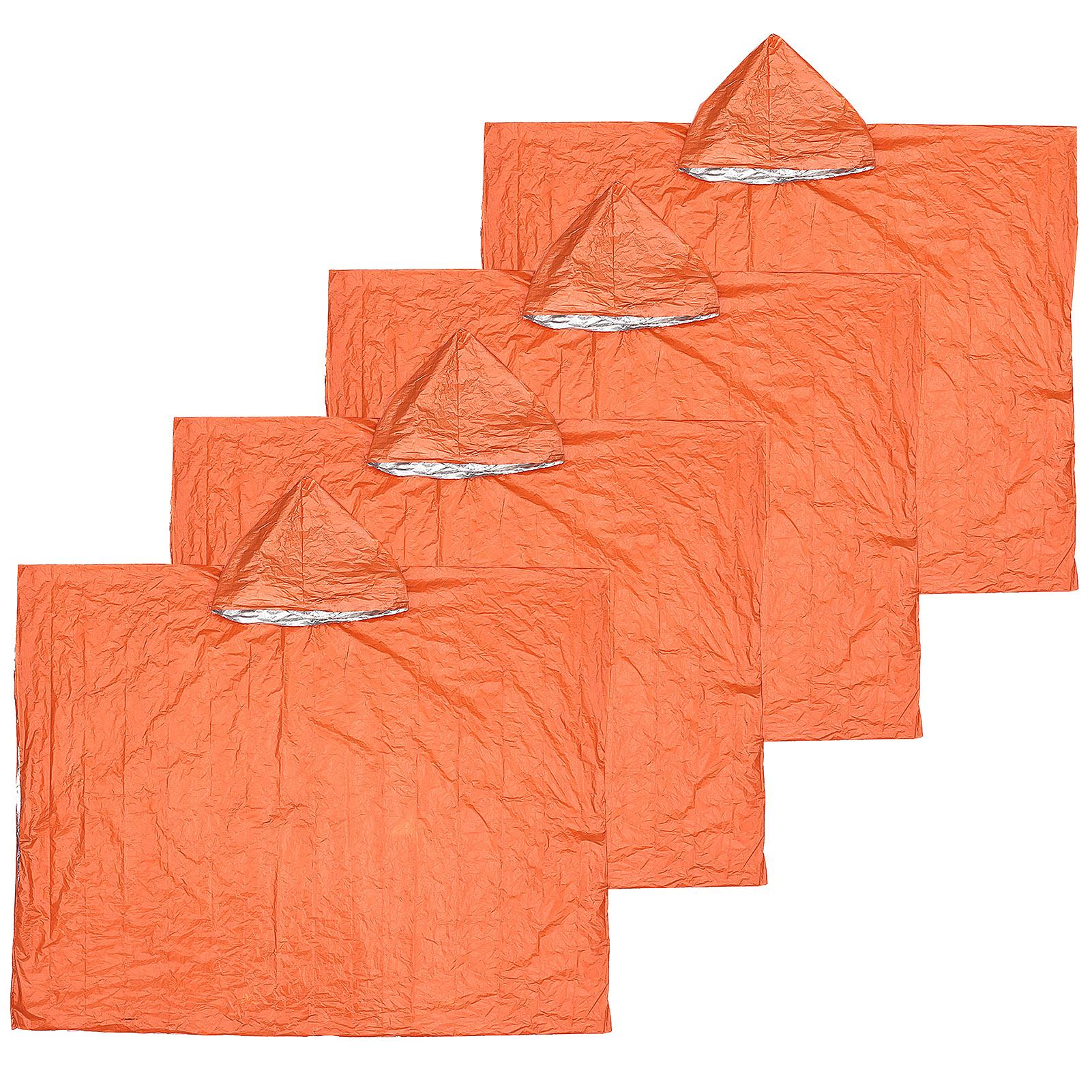 4PCS Orange Emergency Raincoat Aluminum Film Disposable Poncho Cold Insulation Rainwear