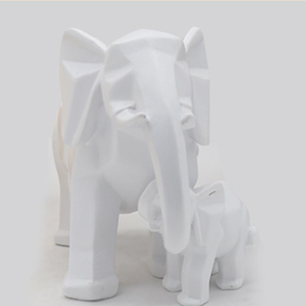 White Mother And Baby Elephant Statue/ Figurine Bedroom Home Garden Decor
