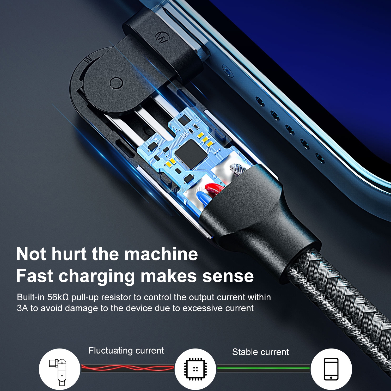 Cáp Sạc Nhanh 3A WEKOME WDC-142A dòng trò chơi USB sang USB-C / Type-C 180 độ- Hàng chính hãng