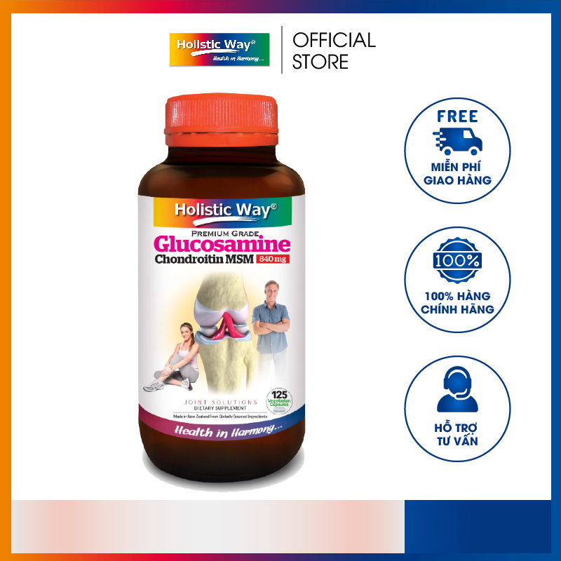 Viên Uống Glucosamine Chondroitin + MSM Giúp Hạn Chế Cứng Khớp, Tăng Sự Dẻo Dai Holistic Way Glucosamine Chondroitin MSM 840Mg