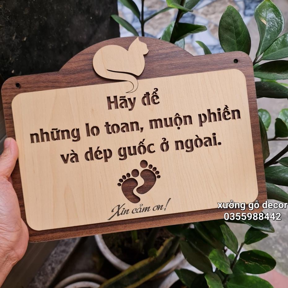 Bảng gỗ Để buồn phiền ngoài cửa trang trí nhà cửa, Bảng gỗ Vui lòng để giày dép bên ngoài