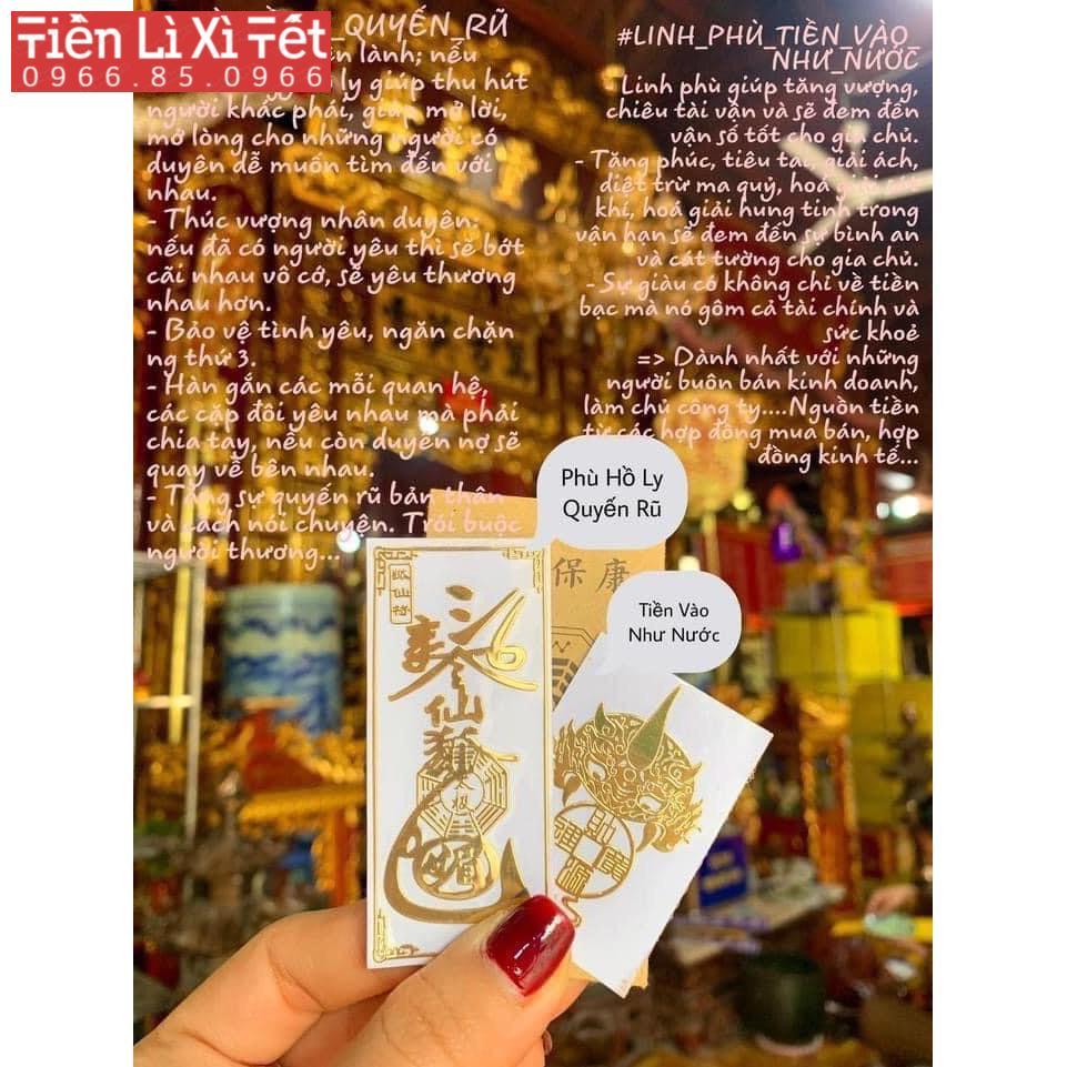 Combo 2 linh phù tình tiền  vừa đón lộc tiền tài vừa gắn kết tình cảm dán điẹn thoại