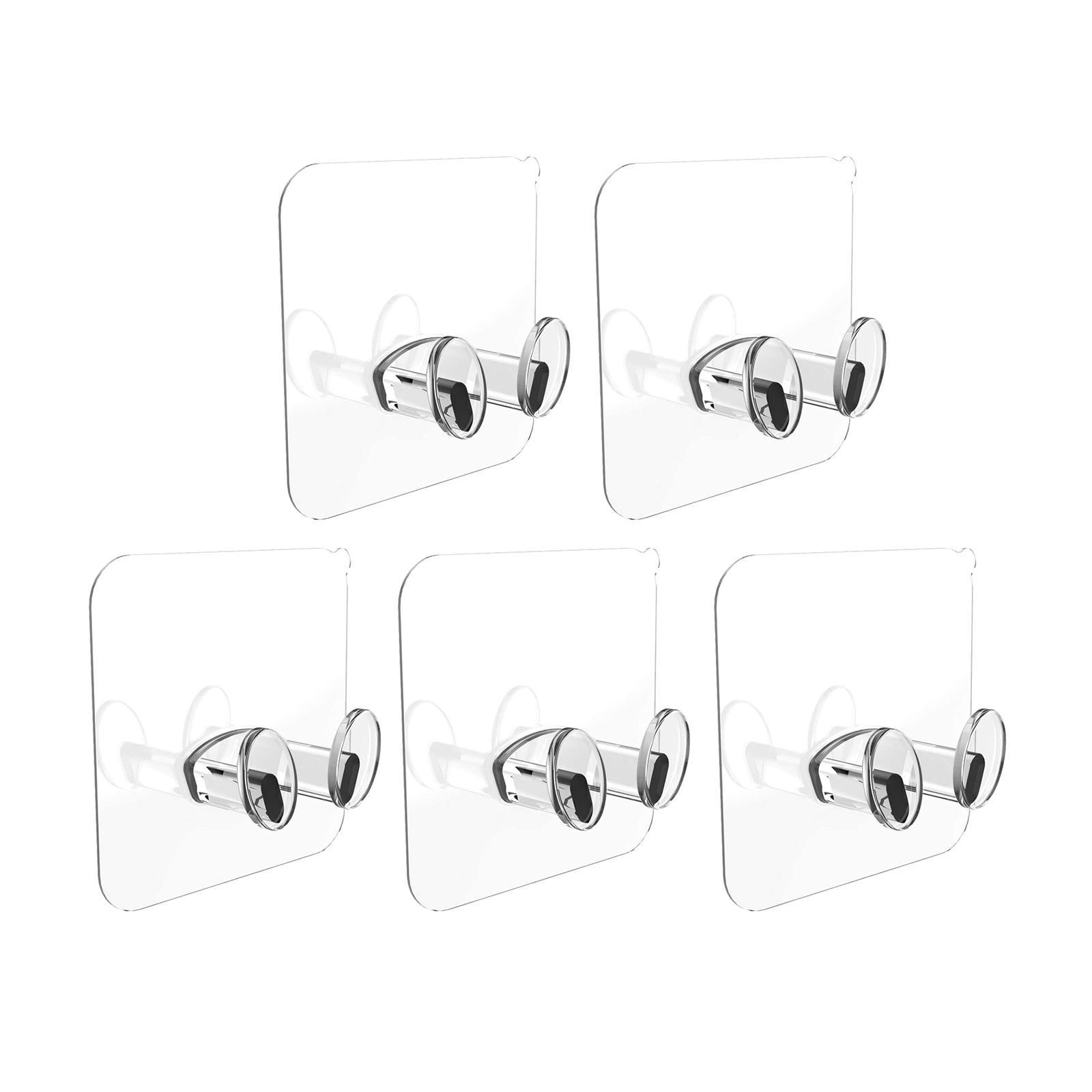 5x Heavy Duty Self Adhesive Wall Hooks Waterproof for Bathroom Kitchen Hooks