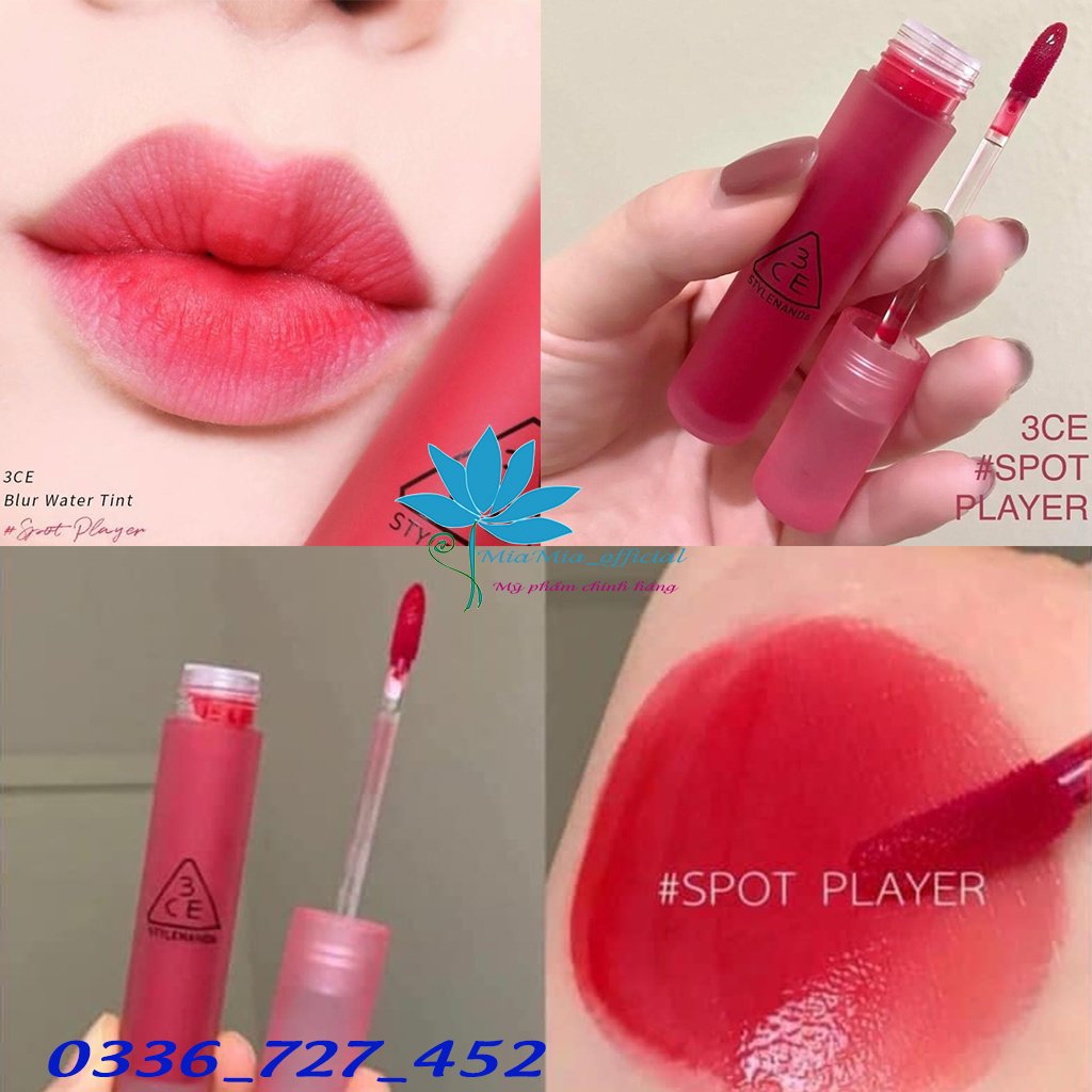 Son Kem Lì 3CE Blur Water Tint Spot Player - Màu Đỏ Hồng 4.6g Mềm Mịn Lâu Trôi