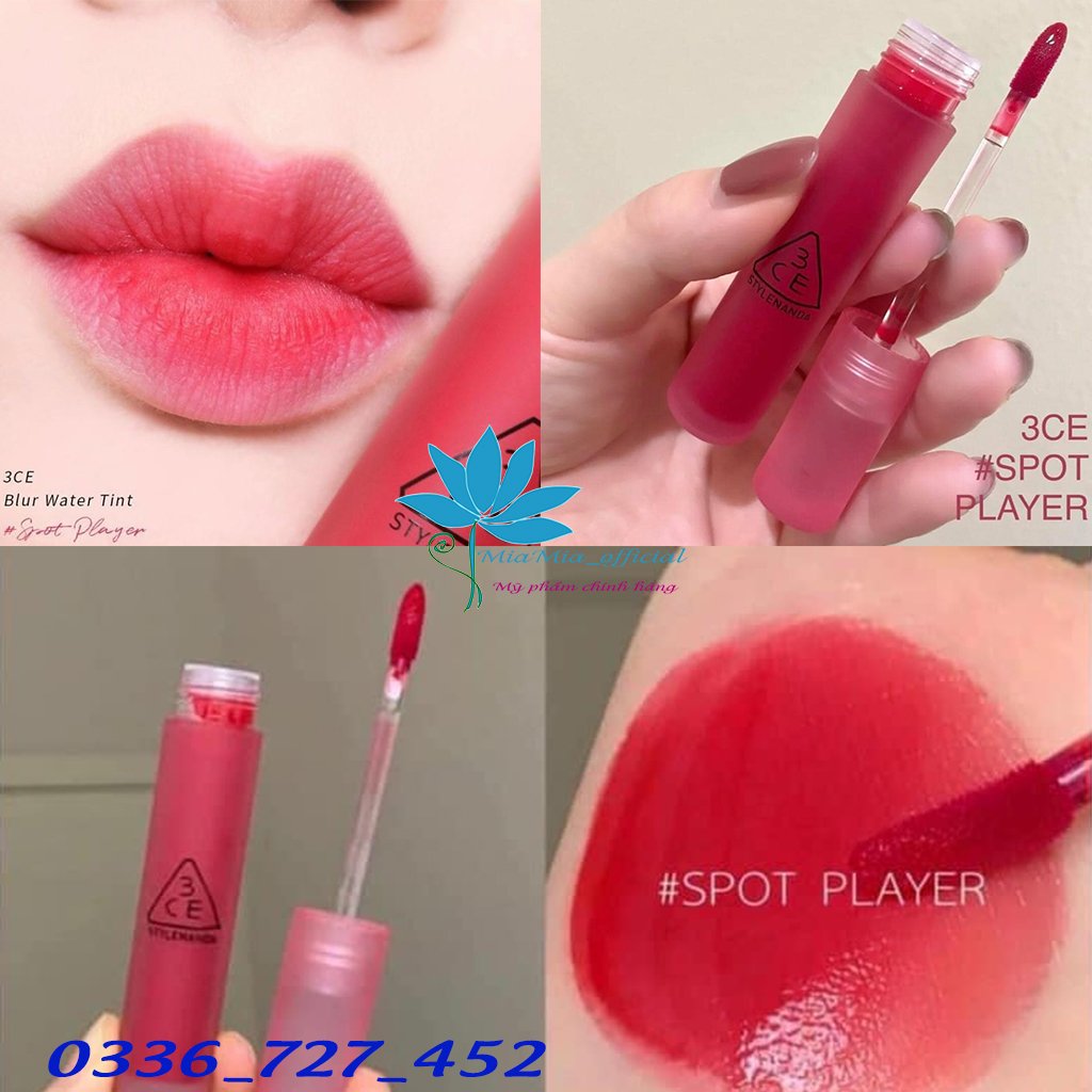 Son Kem Lì 3CE Blur Water Tint Spot Player - Màu Đỏ Hồng 4.6g Mềm Mịn Lâu Trôi [CHÍNH HÃNG]