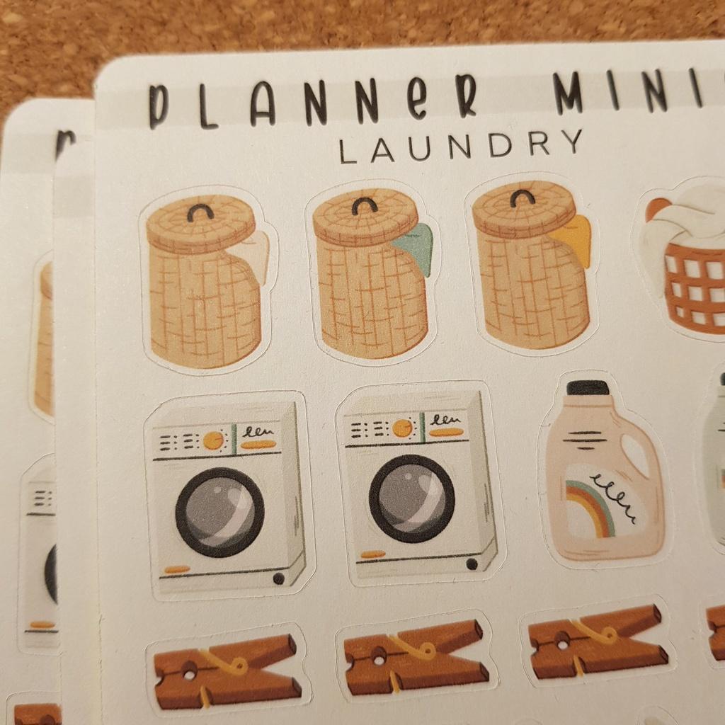 Sticker Sheet  Planner Minis LAUNDRY  Chuyên dán sổ | Bullet Journal Stickers, Cleaning Sticker - CẮT SẴN