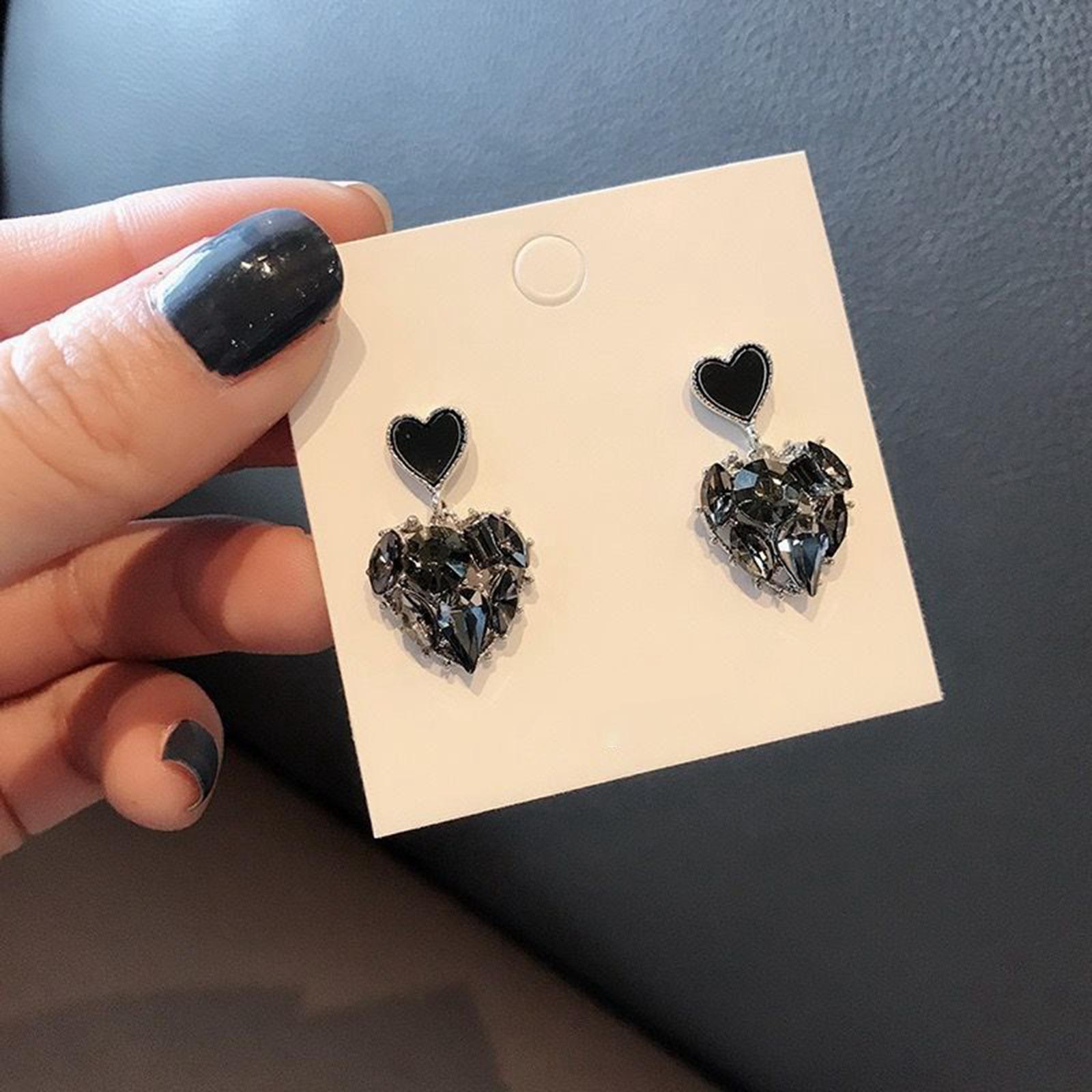 Heart Stud Earrings Rhinestone Bling Heart Stud Earrings for
