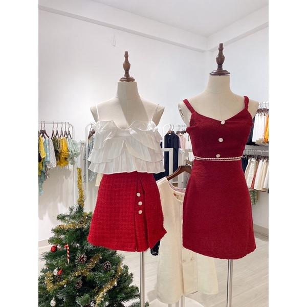 Set dạ Tweed đỏ tôn dáng REVERCLOTHINGS Festive Set