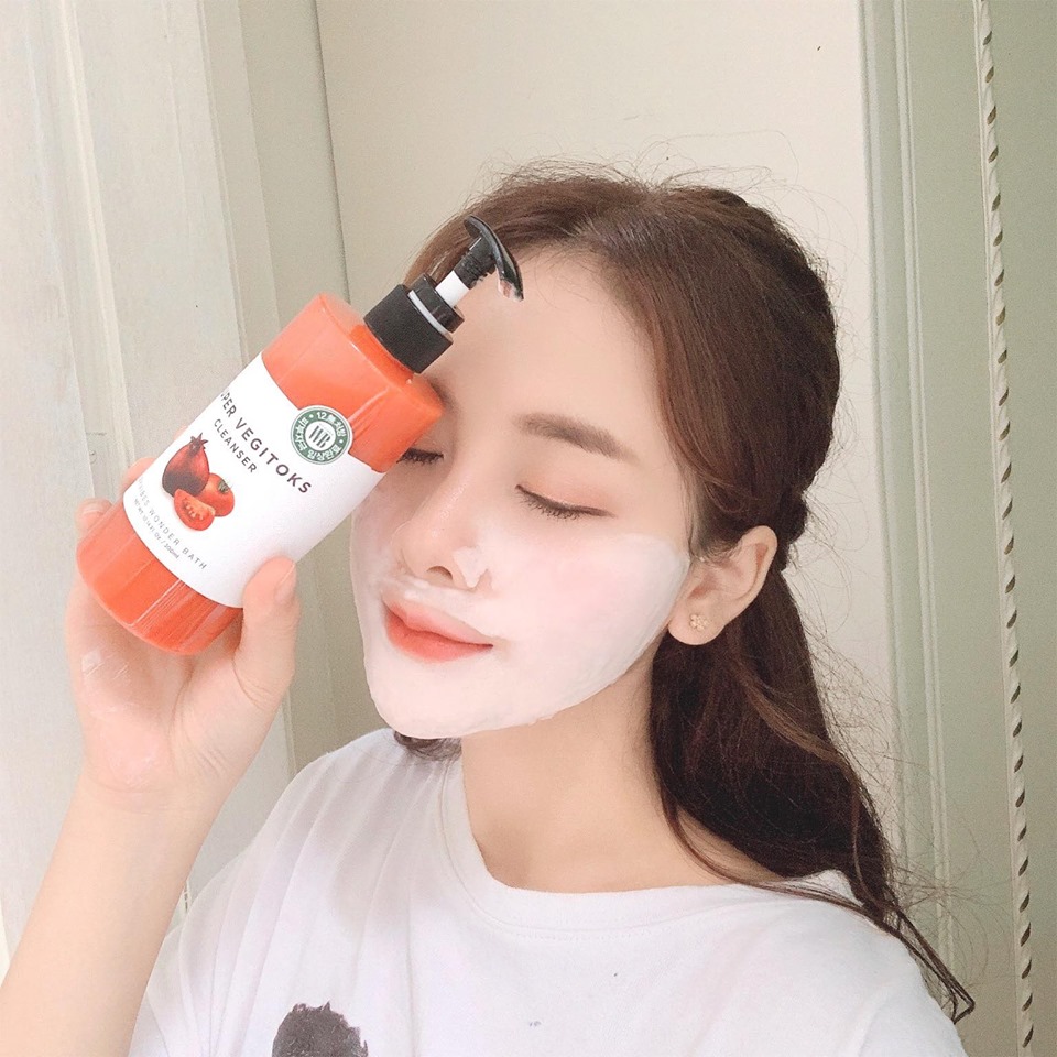 Sữa Rửa Mặt Sủi Bọt Khí "3 in 1" Tẩy Trang - Rửa Mặt - Thải Độc Tố Wonder Bath Super Vegitoks Cleanser 300ml