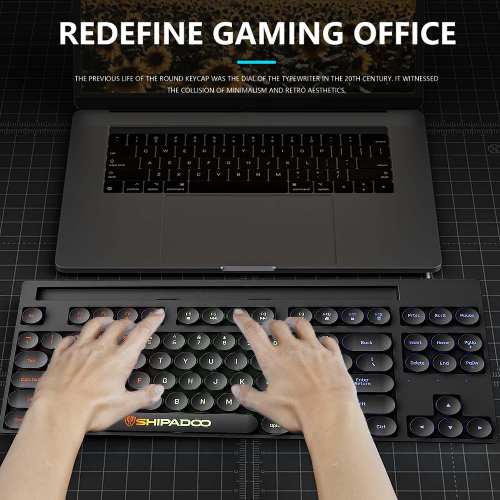Mechanical Gaming Keyboard Rainbow Backlit for Gamer Office Worker Desktop
