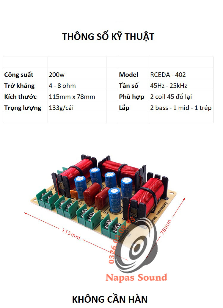 MẠCH PHÂN TẦN LOA 4 ĐƯỜNG TIẾNG - LẮP 2 BASS 1 TRUNG 1 TRÉP - PHÂN TẦN 4 LOA