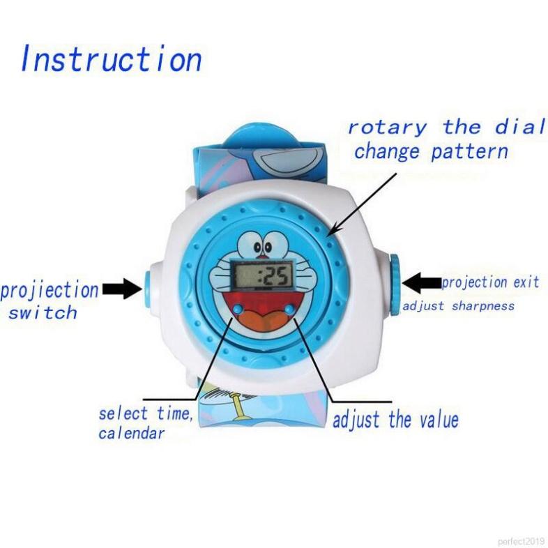 Đồng hồ đeo tay điện tử chiếu họa tiết hoạt hình 3D dễ thương cho bé