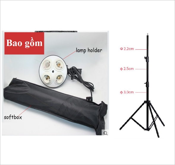 Softbox 50x70cm Đui 4 Bóng Xoáy E27, Phụ Kiện Studio, Đèn Softbox Chụp Ảnh