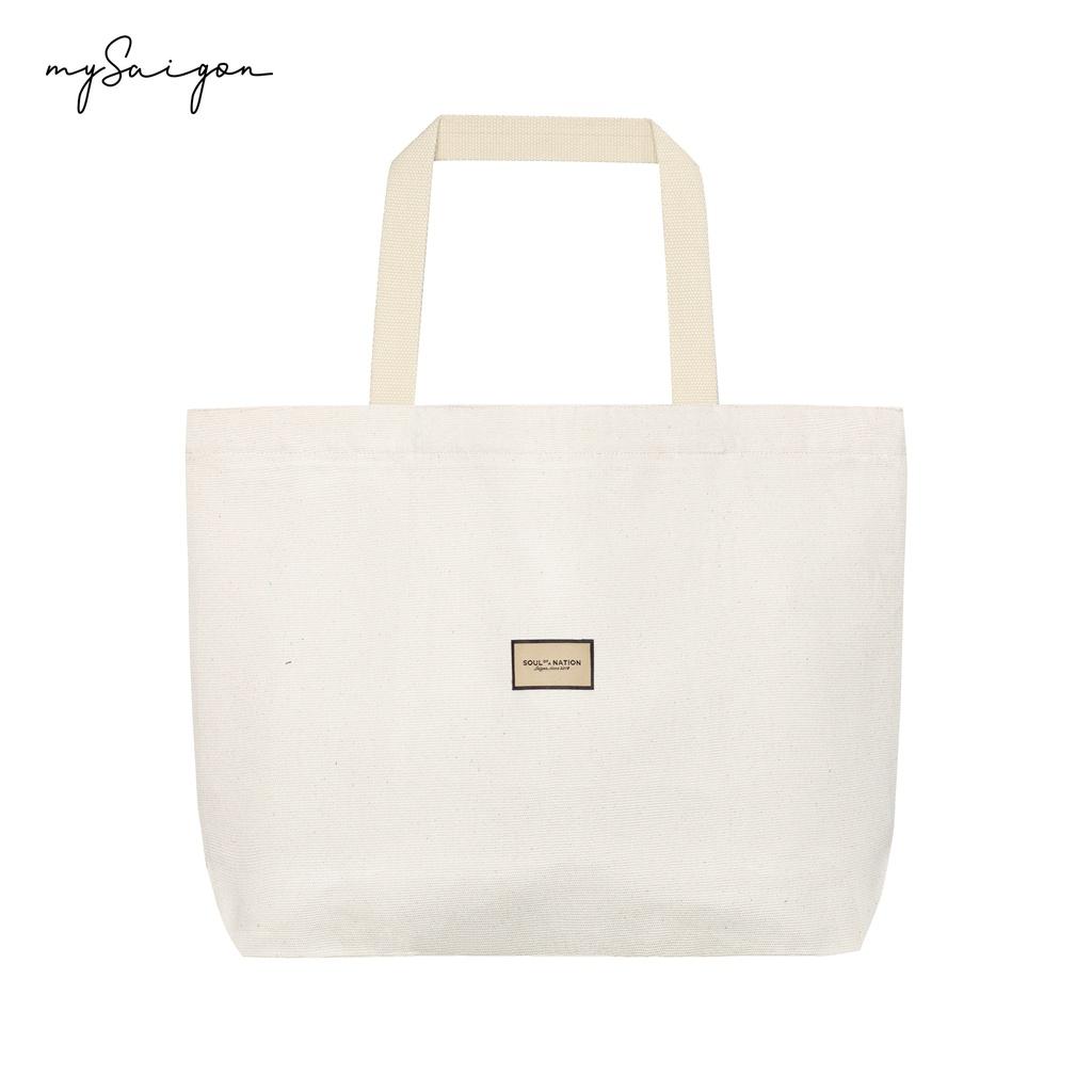 Túi Tote Vải Canvas Cao Cấp - Size lớn, Dây đeo không nhăn, Có khóa kéo, Ngăn phụ bên trong - My Saigon Ver 1