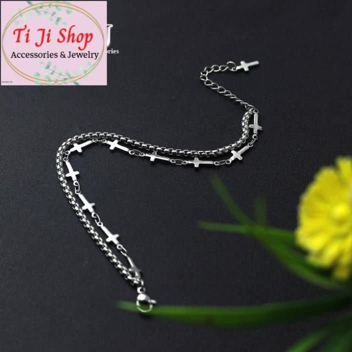 LẮC TAY NỮ INOX THÁNH GIÁ TẦNG - đẹp, không đen,