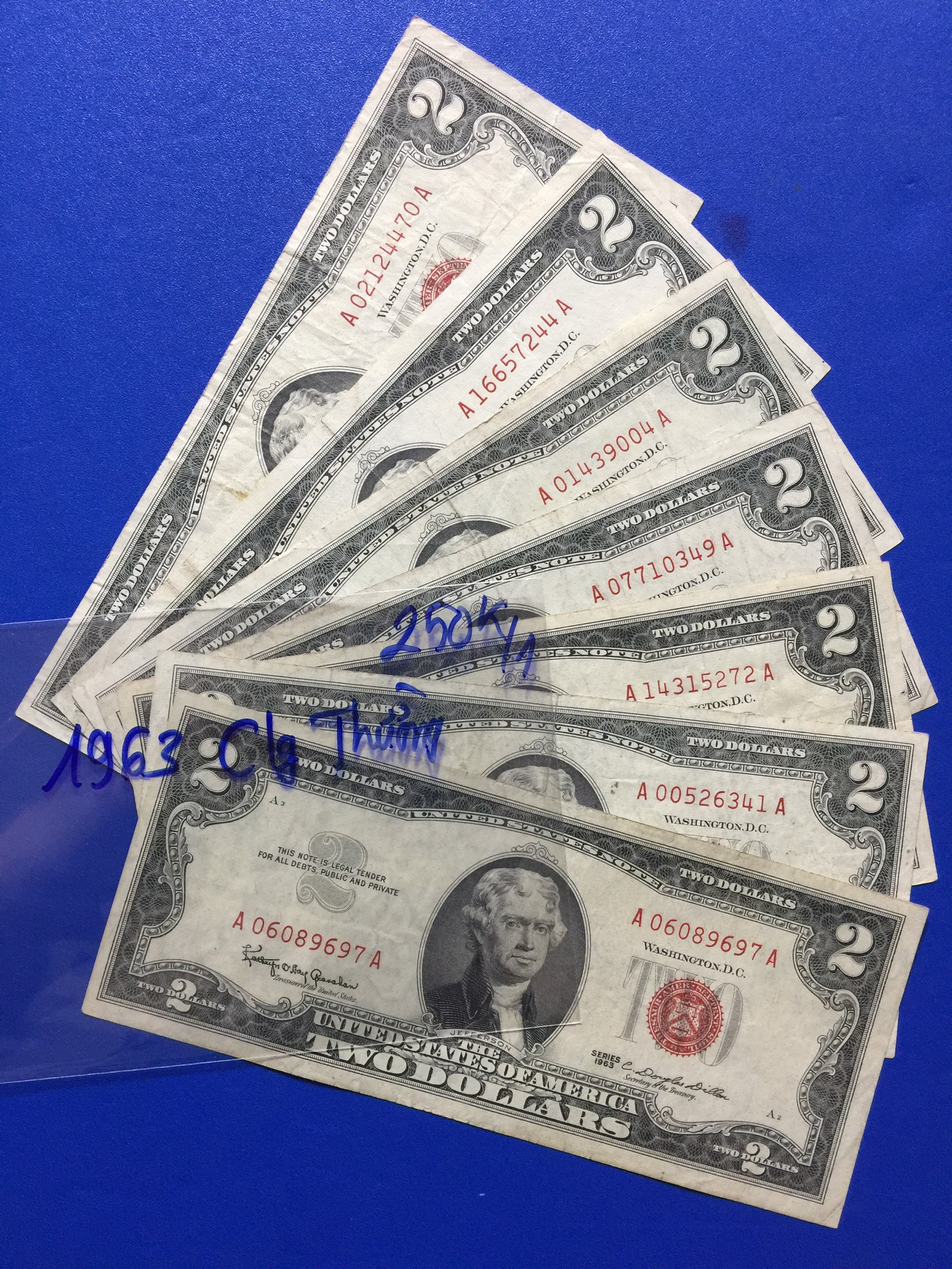 2 usd năm 1963 seri đỏ mộc đỏ