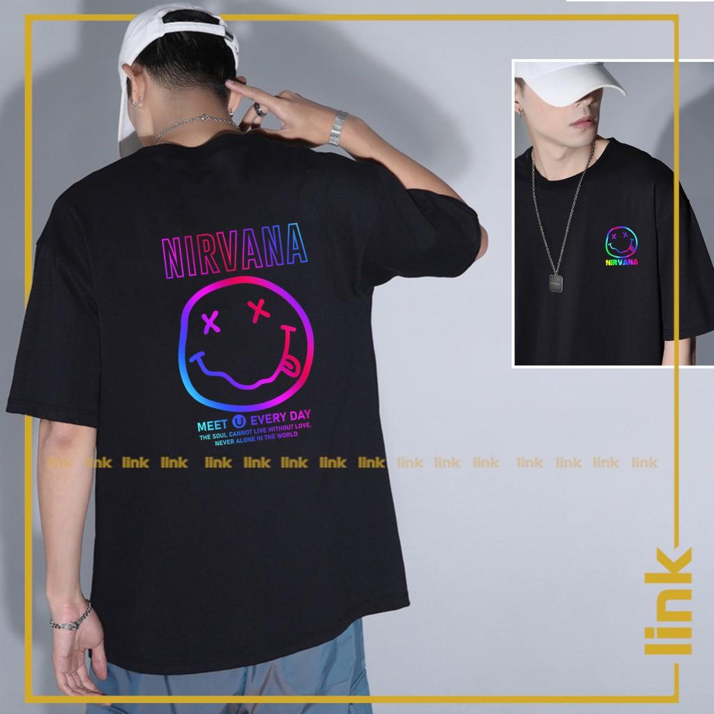 Áo thun phản quang đa sắc MẶT THÈ LƯỠI NIRVANA tay lỡ unisex