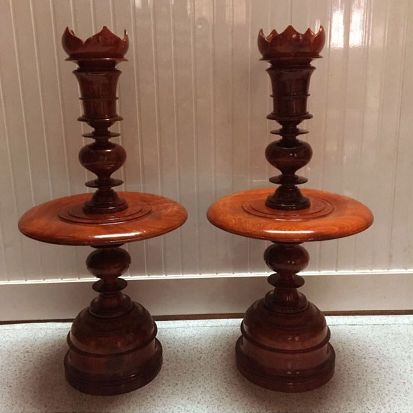 Cặp Chân nến gỗ Gụ cao 50cm