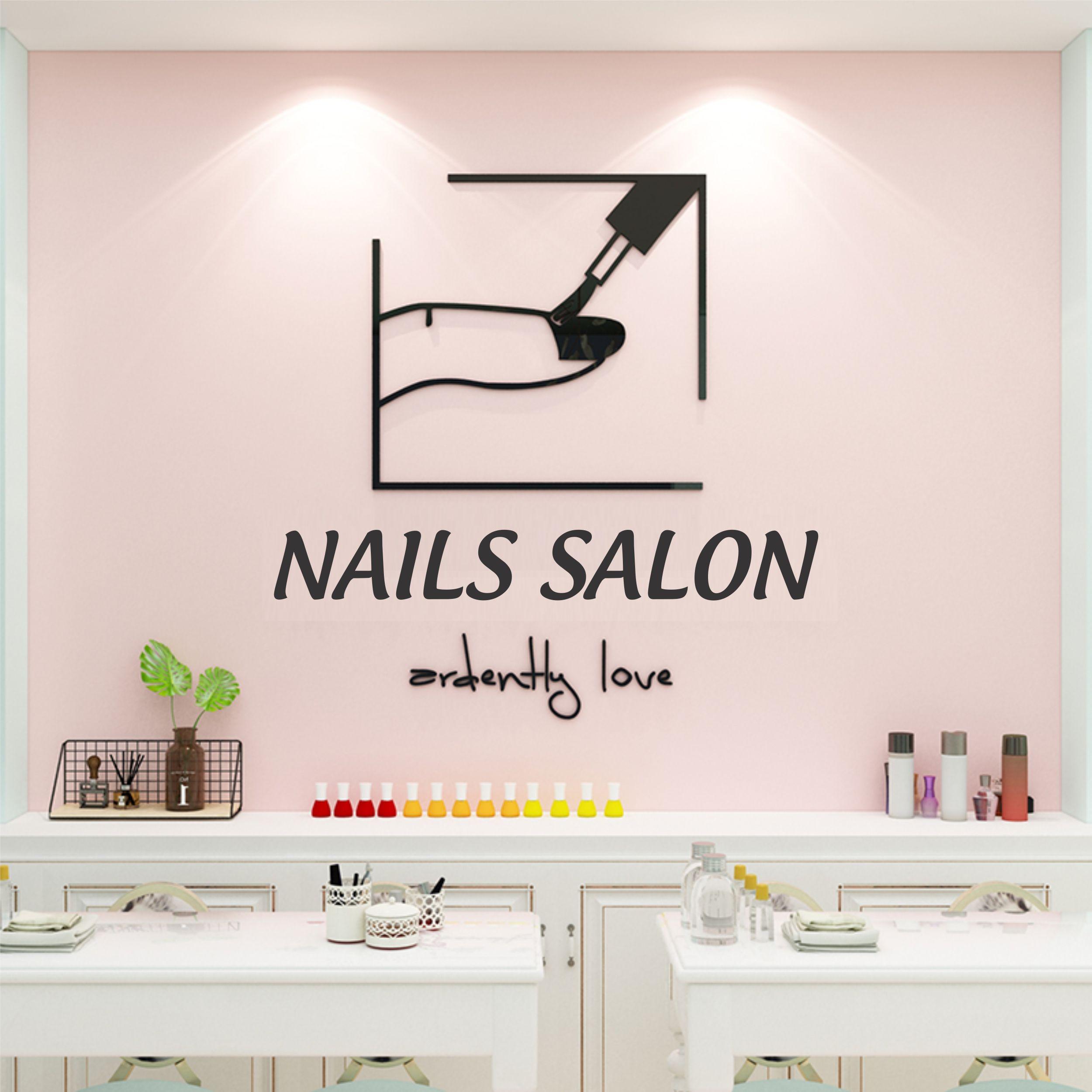 Tranh mica dán tường - trang trí cửa hàng làm móng tay và lông mi, thẩm mỹ viện, salon