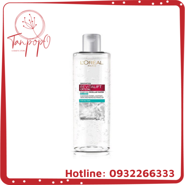 Nước Tẩy Trang L'Oresal Revitalift Crystal Purifying Micellar Water Làm Sạch Cho Da Dầu 400ml