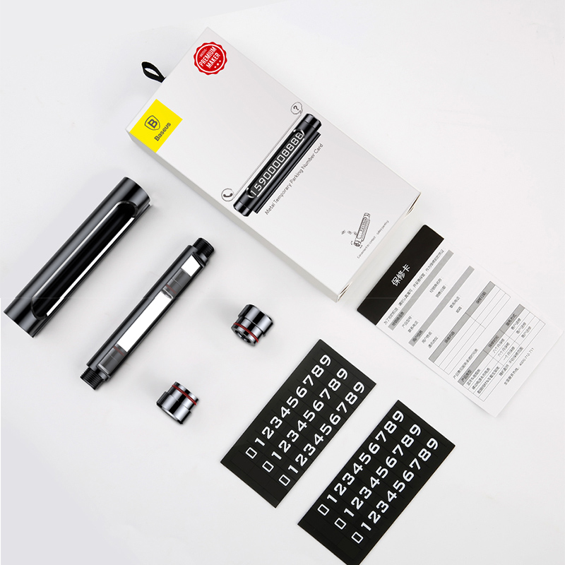 Xiaomi Baseus Mini Metal Car Thẻ đậu xe tạm thời Có thể chuyển đổi phát sáng Đôi điện thoại Tấm dán ô tô Kiểu dáng ô tô