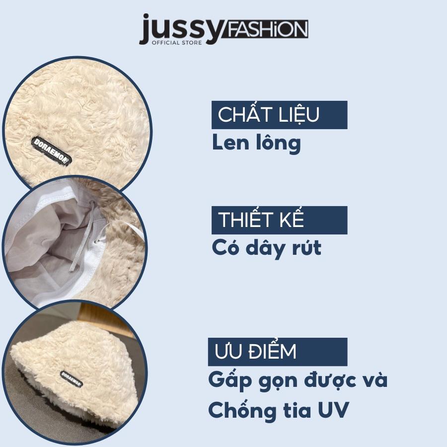 Mũ Bucket Len Lông Mịn Doreamon Jussy Fashion Nón Tai Bèo Len Cừu Hot Trend Chất Lông Mịn Dày 2 Lớp Phong Cách Hàn Quốc