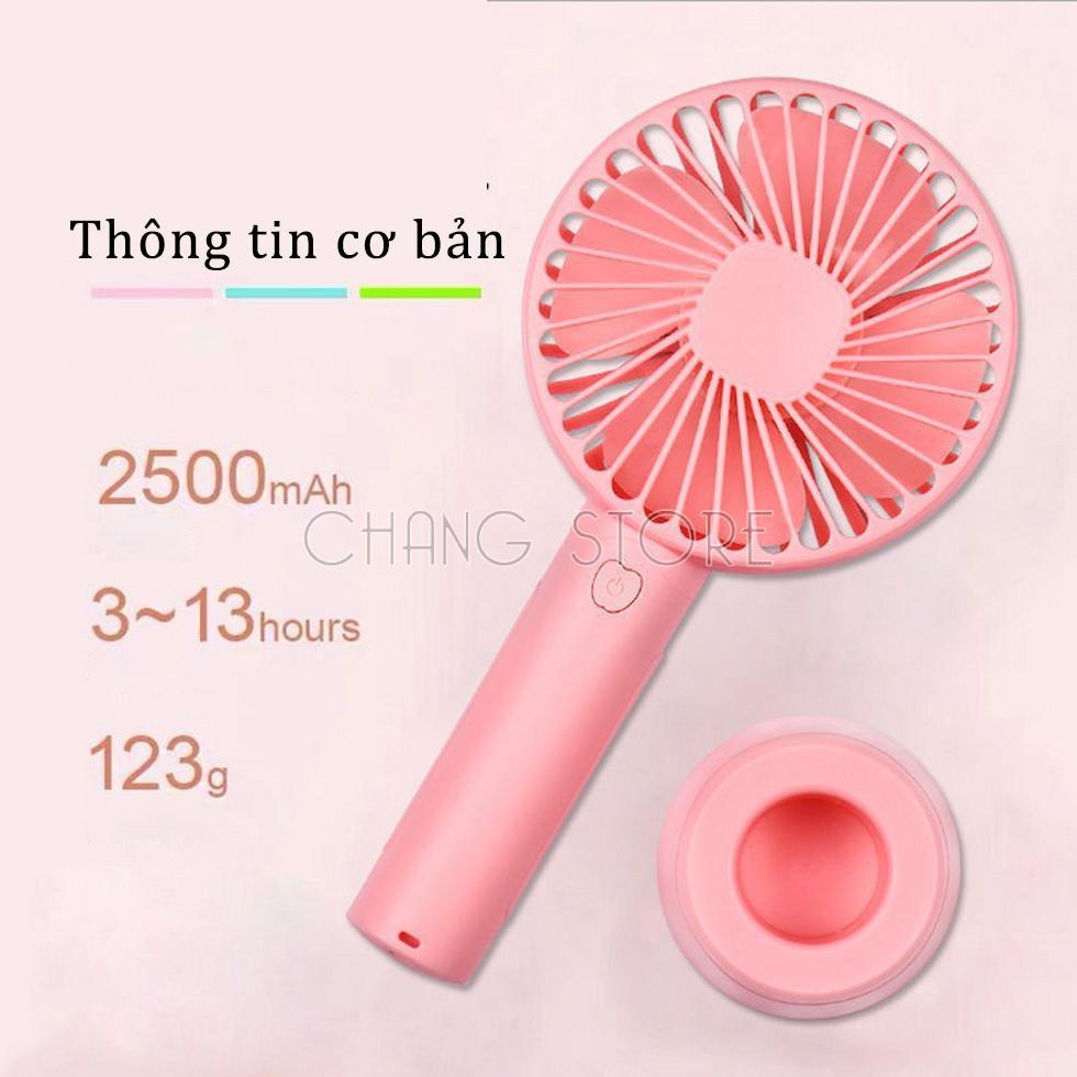 Quạt Cầm Tay Pin Sạc 4 Cánh 3 Tốc Độ Gió Có Đế Để Bàn, Quạt Để Bàn Pin Sạc USB Cao Cấp